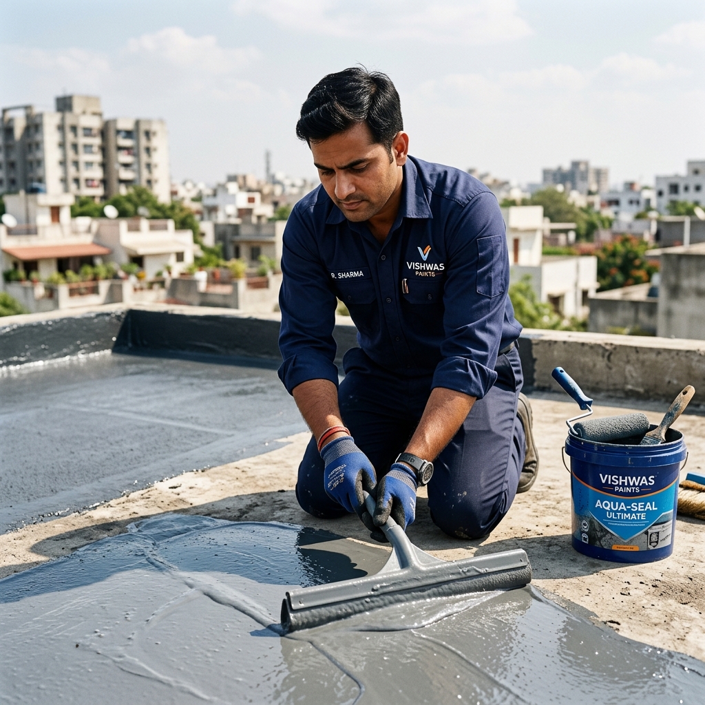 Expert waterproofing process by Vishwas Homes in Indore